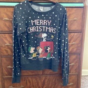 Peanuts Merry Christmas Sweater Women’s Small Gray
